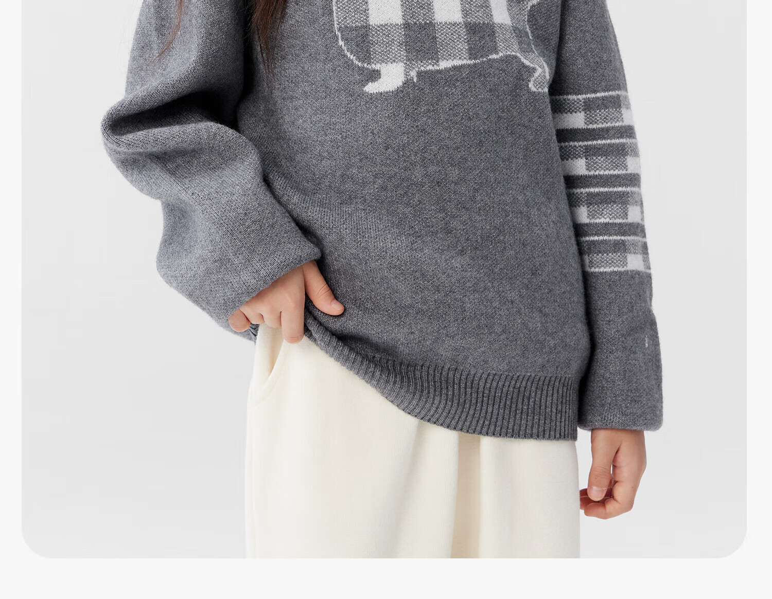 Zoxi Girls Sweater Autumn Winter Sausage Dog 2025 New Big Kids Warm Knitted Top Gray 150 25